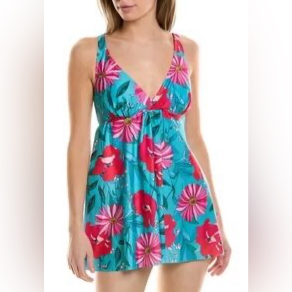 Nicole Miller sz M one piece swimsuit swim dress nwt